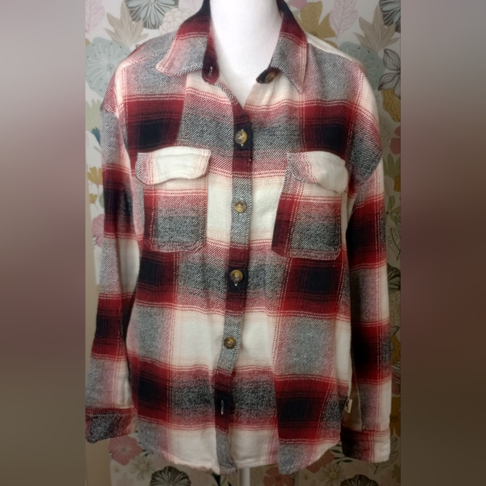 Hollister "boyfriend fit" plaid shirt/jacket with pockets Women's Size S